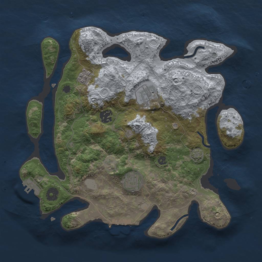 Rust Map: Procedural Map, Size: 3000, Seed: 18509, 10 Monuments