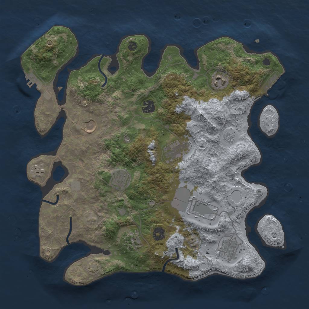 Rust Map: Procedural Map, Size: 3500, Seed: 6975348, 16 Monuments