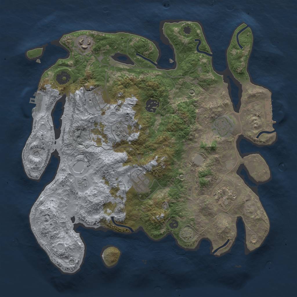 Rust Map: Procedural Map, Size: 3300, Seed: 1362599945, 14 Monuments