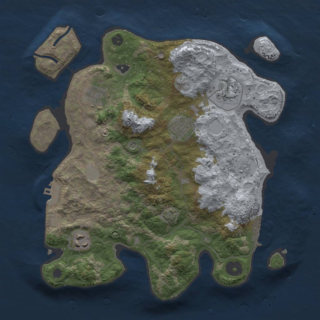 Rust Map: Procedural Map, Size: 3000, Seed: 1944783617, 11 Monuments