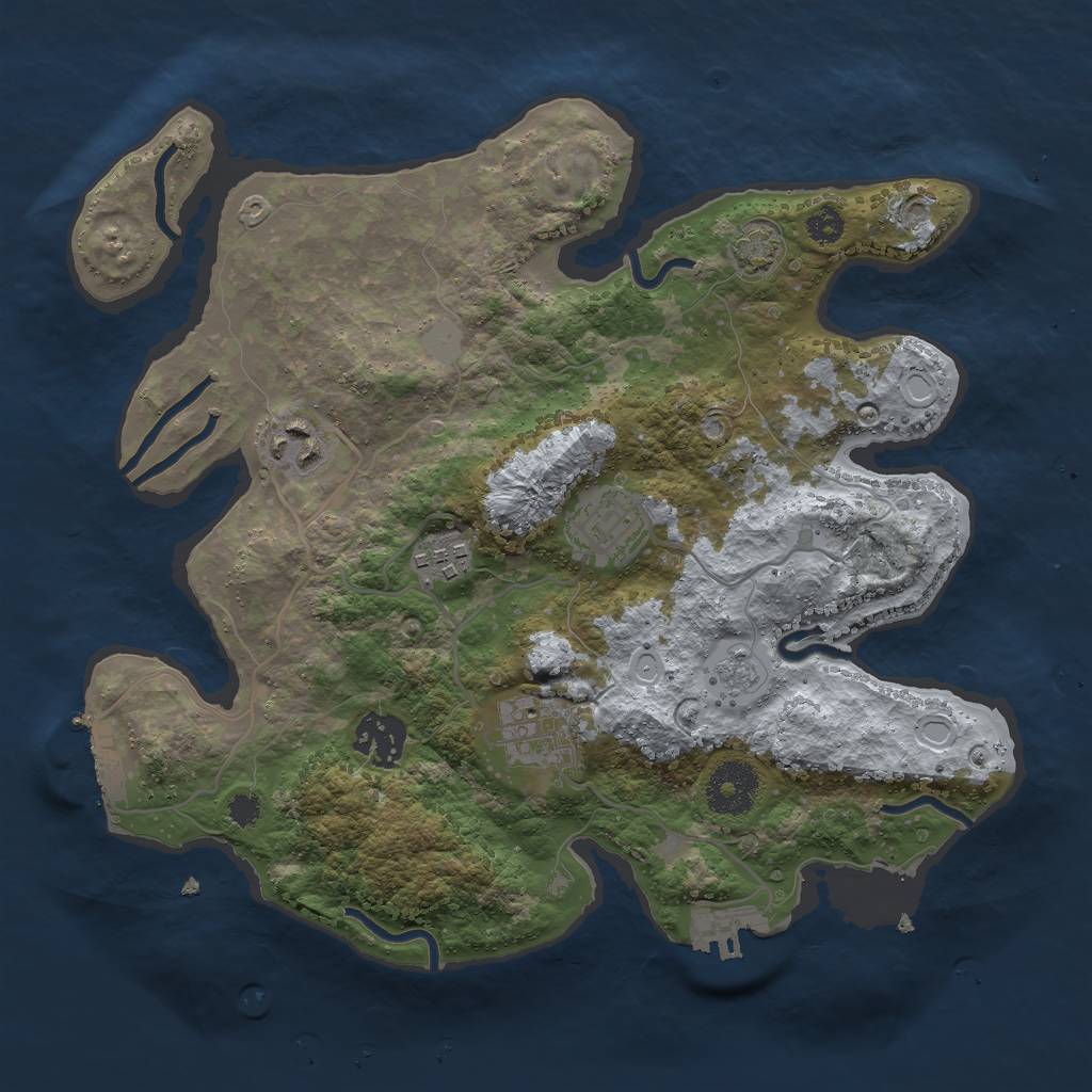 Rust Map: Procedural Map, Size: 3050, Seed: 50500, 11 Monuments