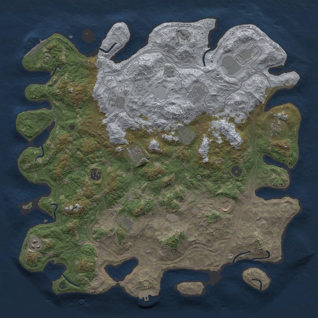 Rust Map: Procedural Map, Size: 4500, Seed: 41654, 18 Monuments
