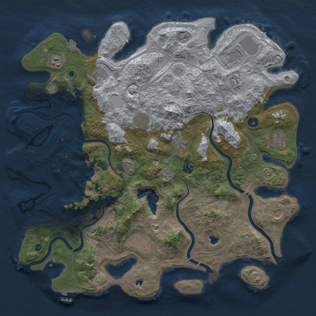 Rust Map: Procedural Map, Size: 4500, Seed: 41654, 17 Monuments