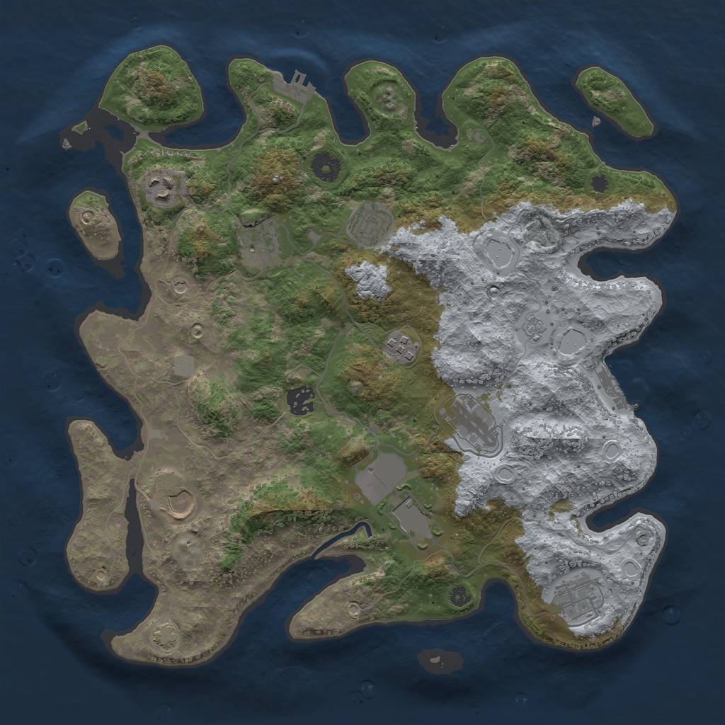 Rust Map: Procedural Map, Size: 3700, Seed: 469093640, 16 Monuments