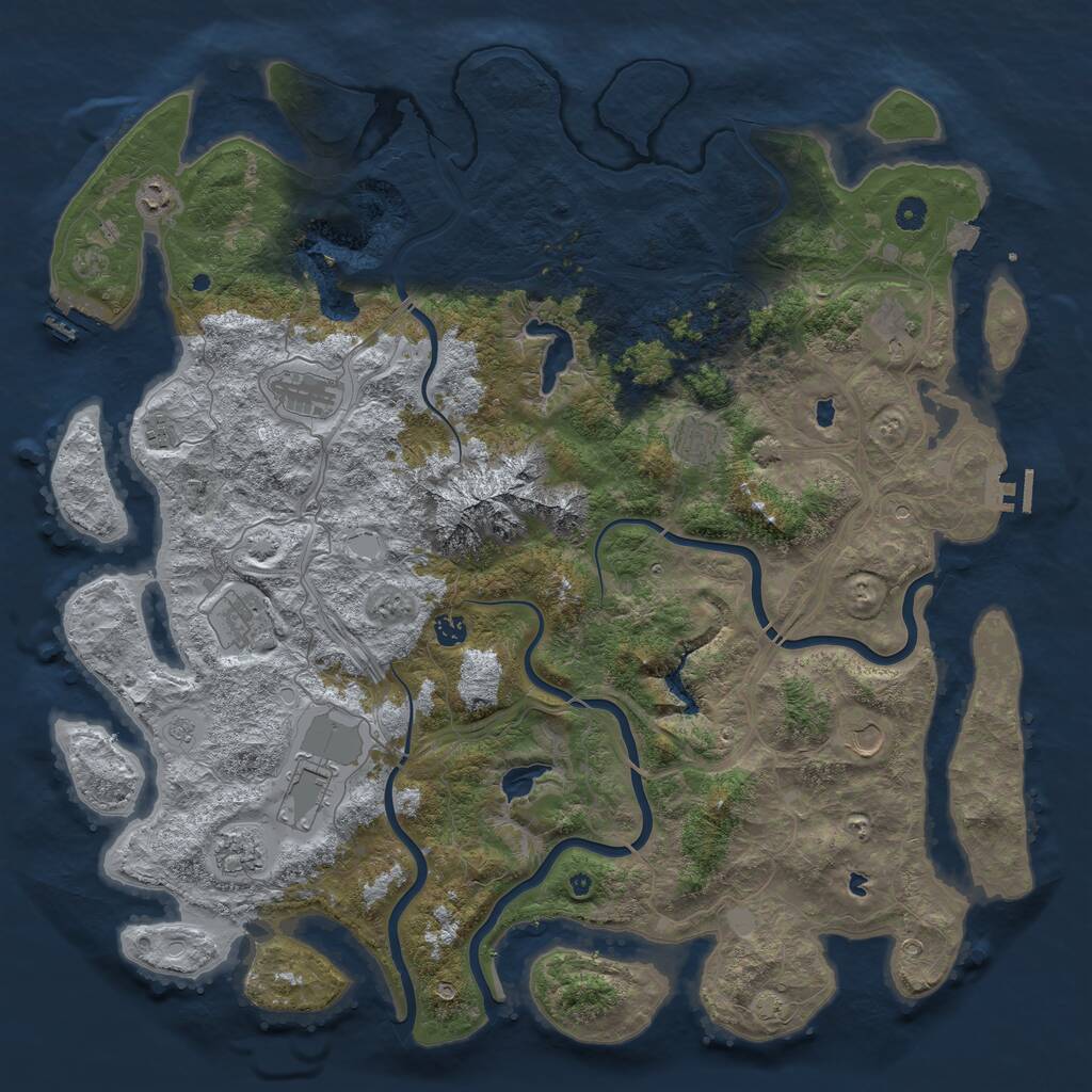 Rust Map: Procedural Map, Size: 5000, Seed: 517251234, 16 Monuments
