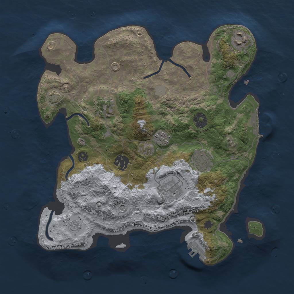 Rust Map: Procedural Map, Size: 3000, Seed: 711467606, 14 Monuments