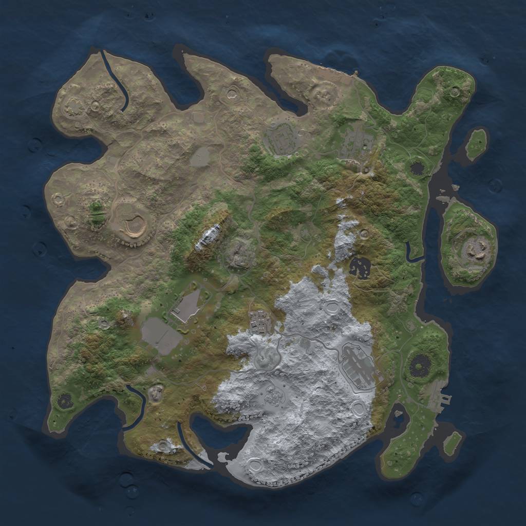 Rust Map: Procedural Map, Size: 3500, Seed: 735360449, 16 Monuments