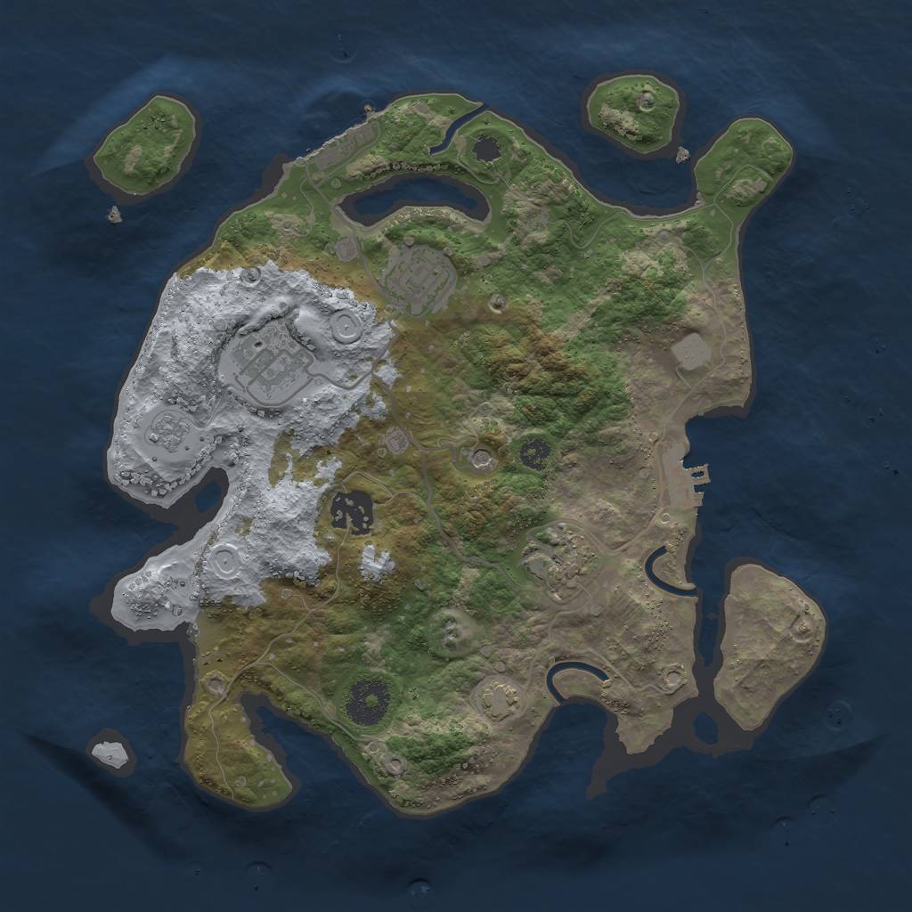 Rust Map: Procedural Map, Size: 3000, Seed: 1290824283, 11 Monuments