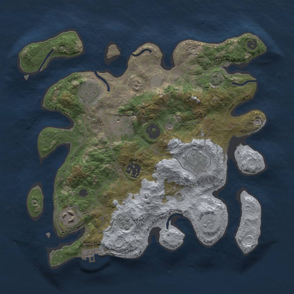 Rust Map: Procedural Map, Size: 3000, Seed: 599964, 12 Monuments