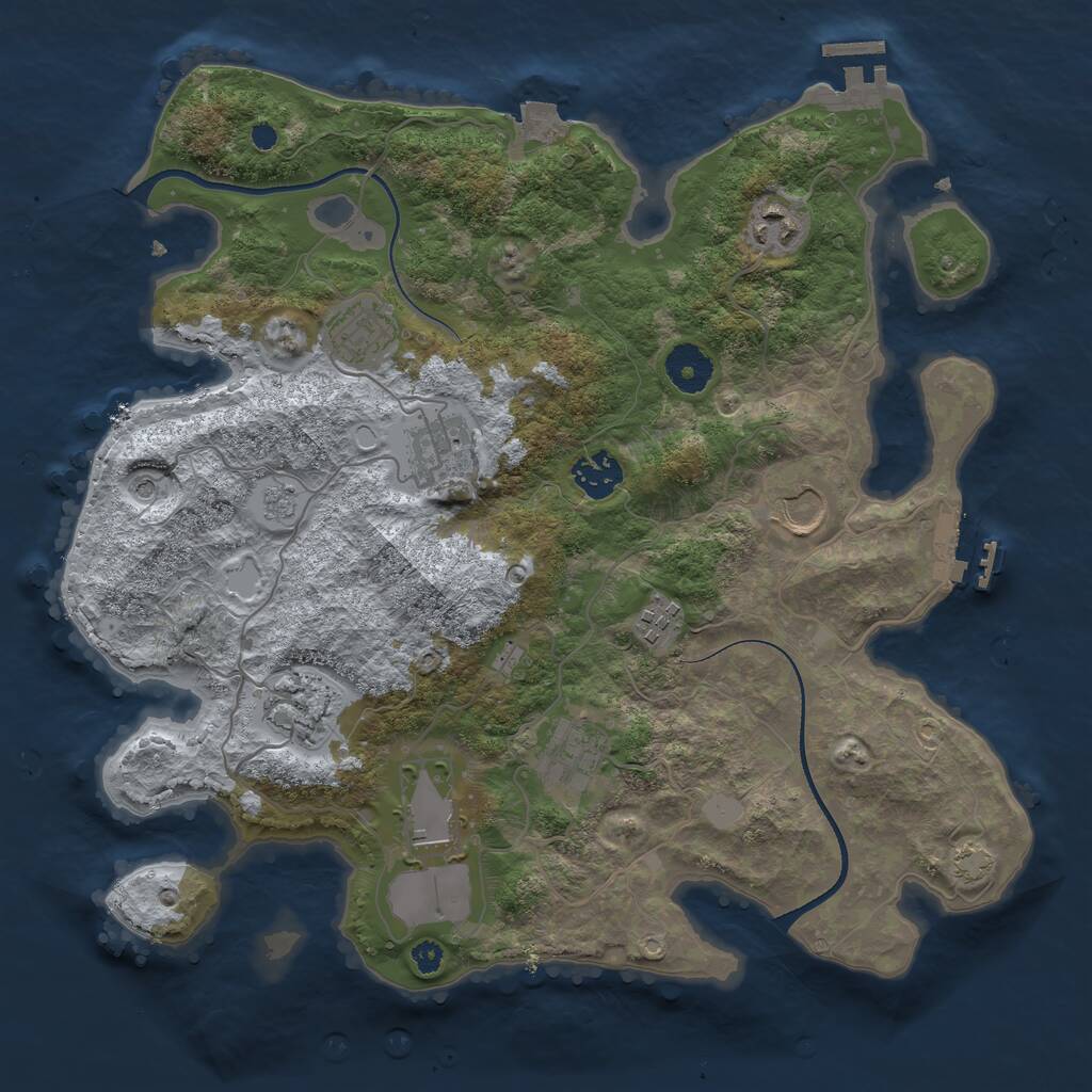 Rust Map: Procedural Map, Size: 3500, Seed: 401296730, 15 Monuments