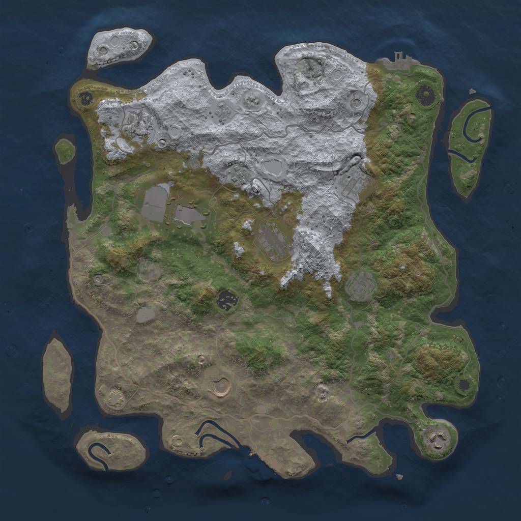 Rust Map: Procedural Map, Size: 4000, Seed: 1907307741, 16 Monuments