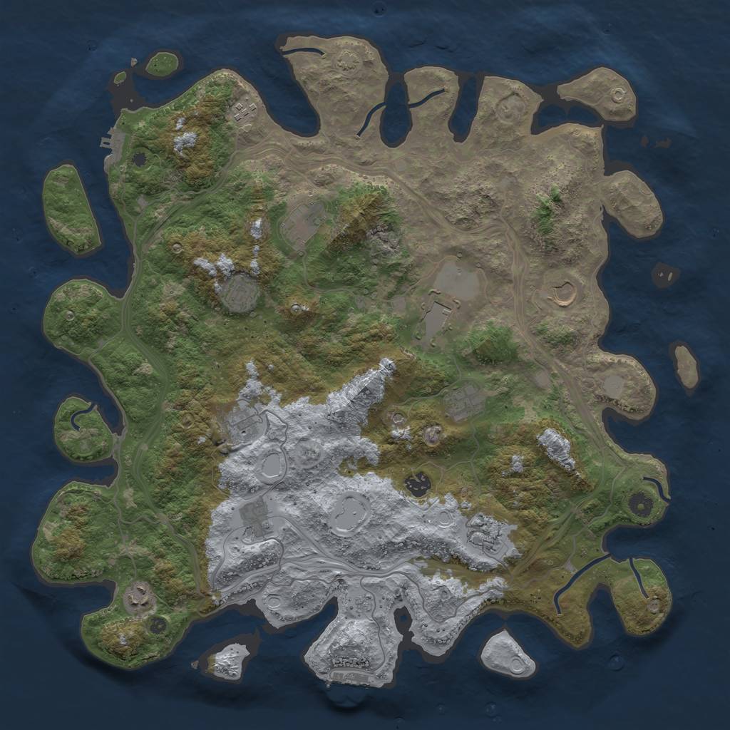 Rust Map: Procedural Map, Size: 4500, Seed: 2043777240, 18 Monuments