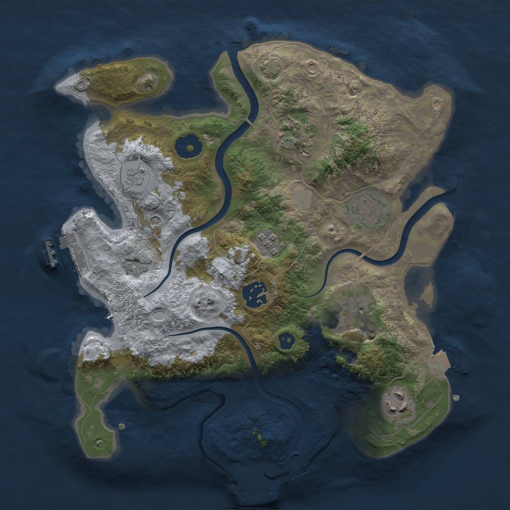 Rust Map: Procedural Map, Size: 3000, Seed: 1824721168, 12 Monuments