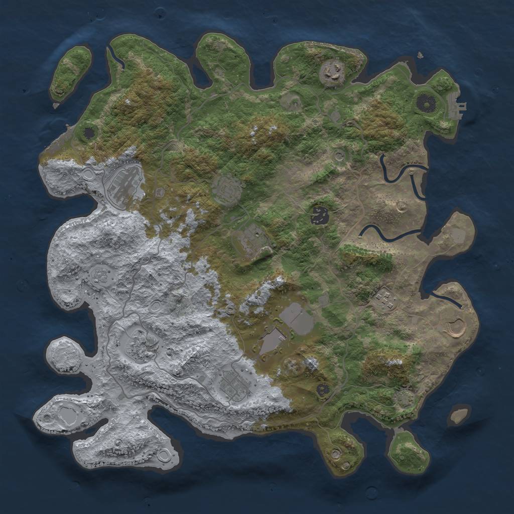 Rust Map: Procedural Map, Size: 4000, Seed: 845875316, 17 Monuments