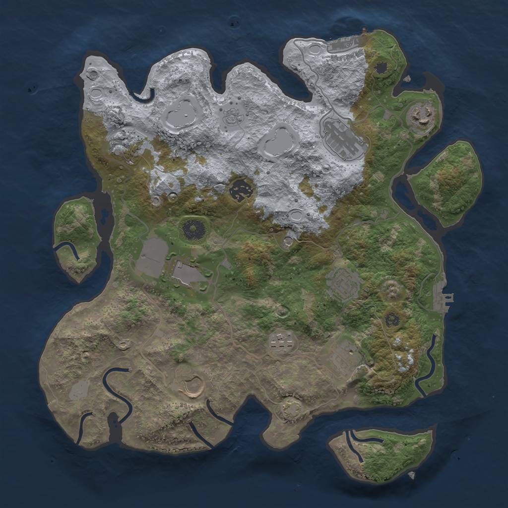 Rust Map: Procedural Map, Size: 3500, Seed: 276749320, 16 Monuments