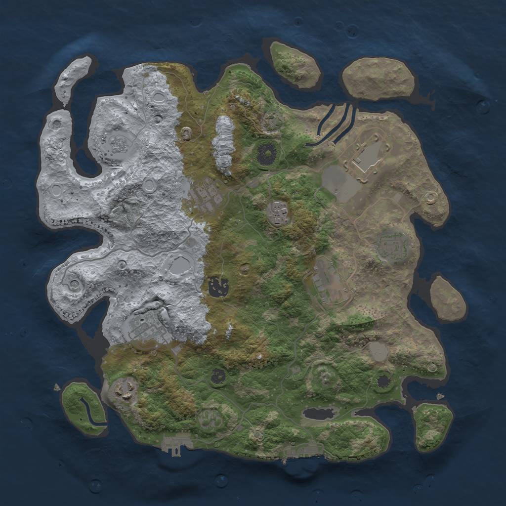 Rust Map: Procedural Map, Size: 3500, Seed: 98989854, 15 Monuments