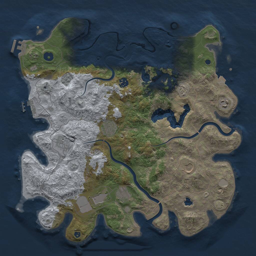 Rust Map: Procedural Map, Size: 4000, Seed: 73397, 14 Monuments