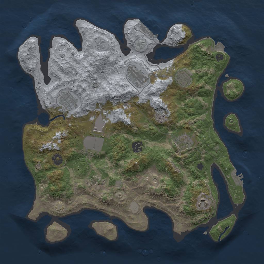 Rust Map: Procedural Map, Size: 3500, Seed: 628299052, 17 Monuments