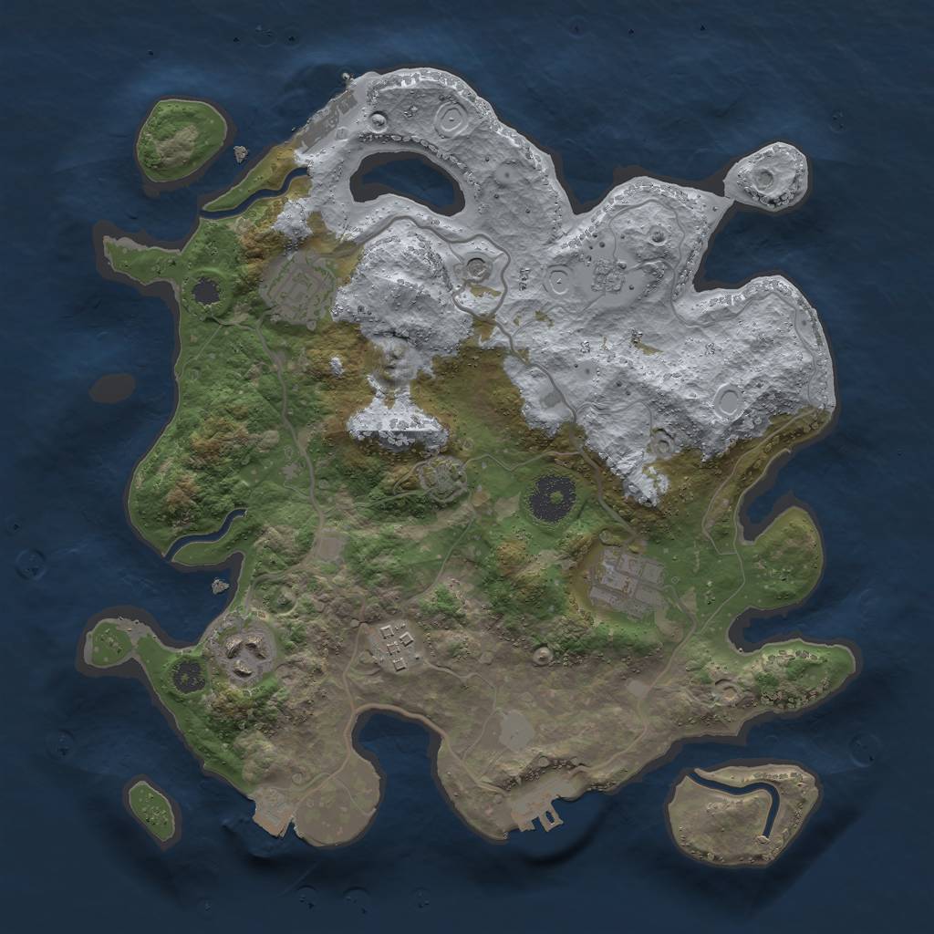Rust Map: Procedural Map, Size: 3000, Seed: 1363697221, 12 Monuments