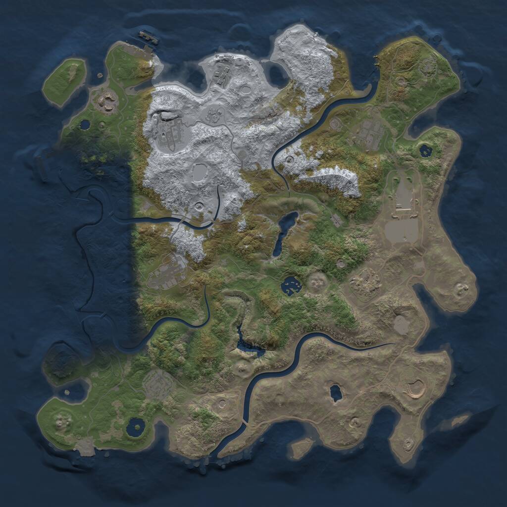 Rust Map: Procedural Map, Size: 4000, Seed: 369175516, 16 Monuments