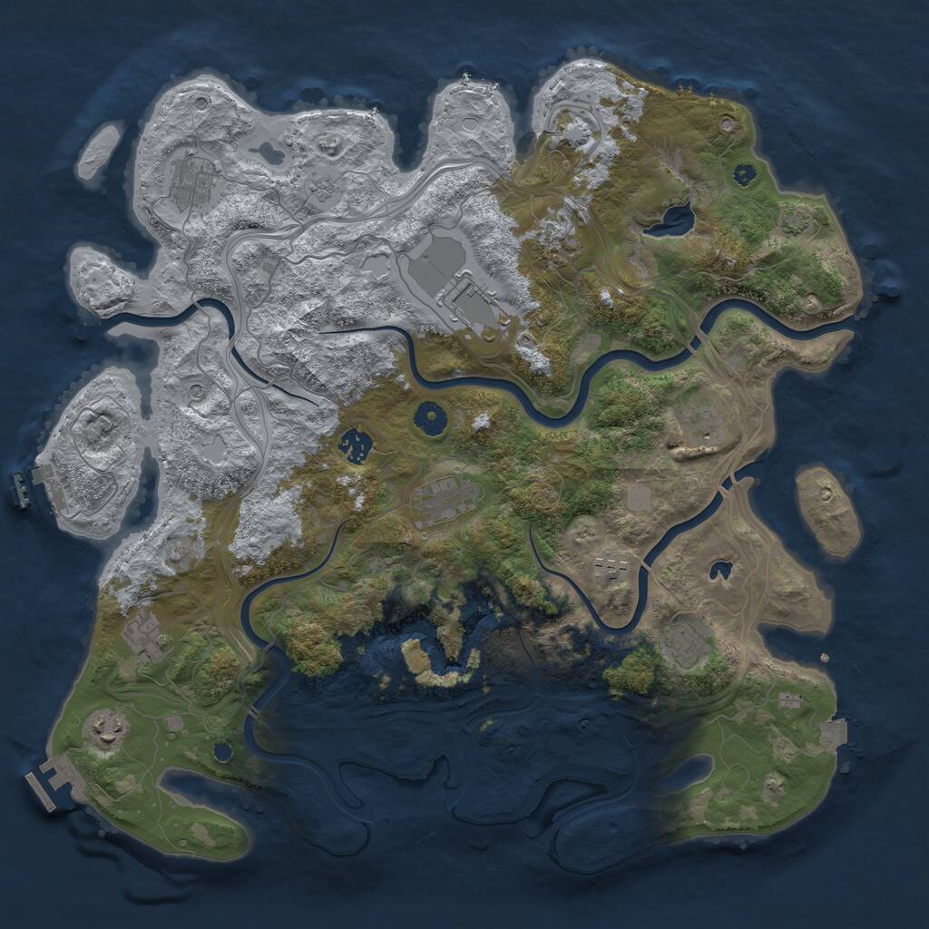 Rust Map: Procedural Map, Size: 4250, Seed: 7052, 16 Monuments