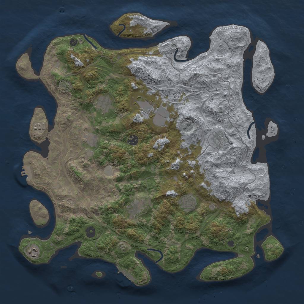Rust Map: Procedural Map, Size: 4250, Seed: 453934407, 16 Monuments