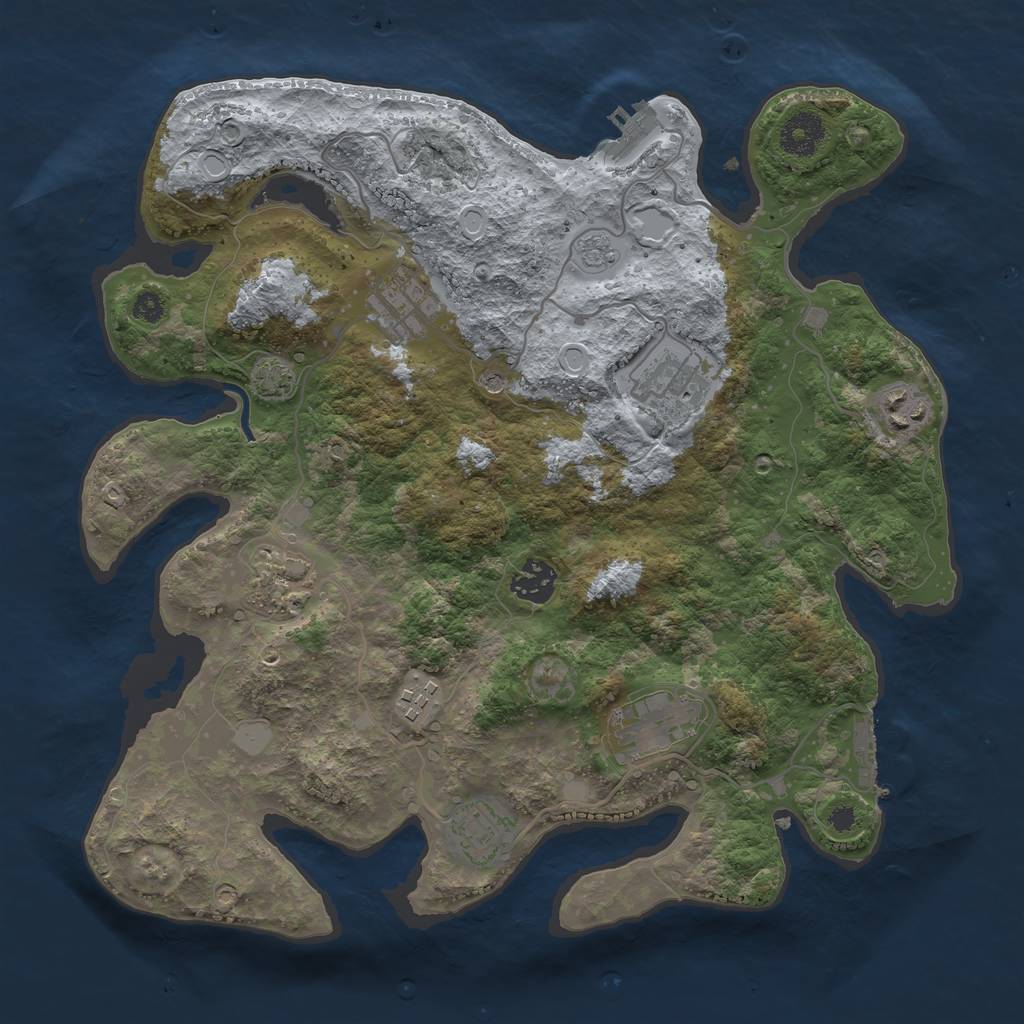 Rust Map: Procedural Map, Size: 3450, Seed: 65761619, 15 Monuments