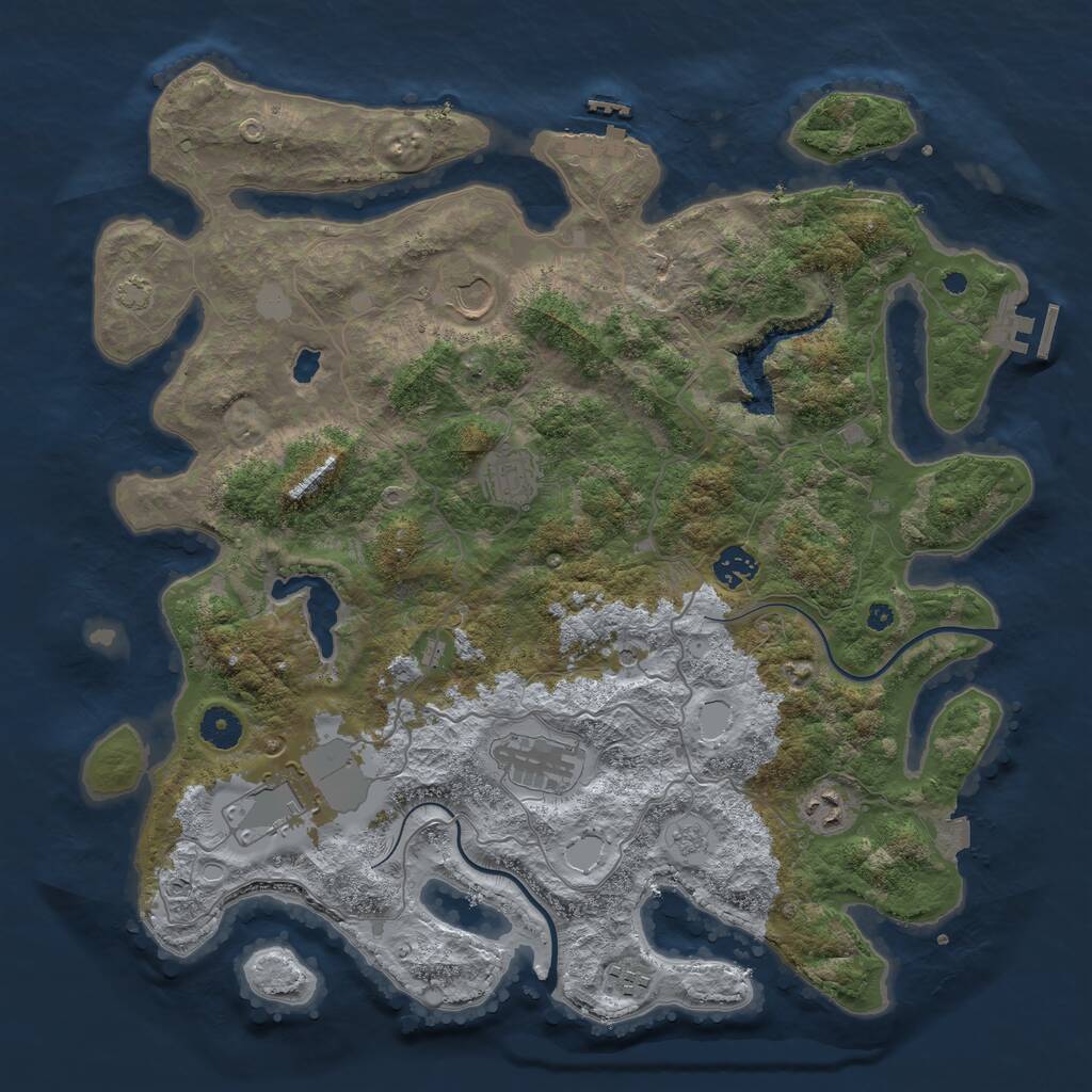 Rust Map: Procedural Map, Size: 4000, Seed: 36141, 13 Monuments