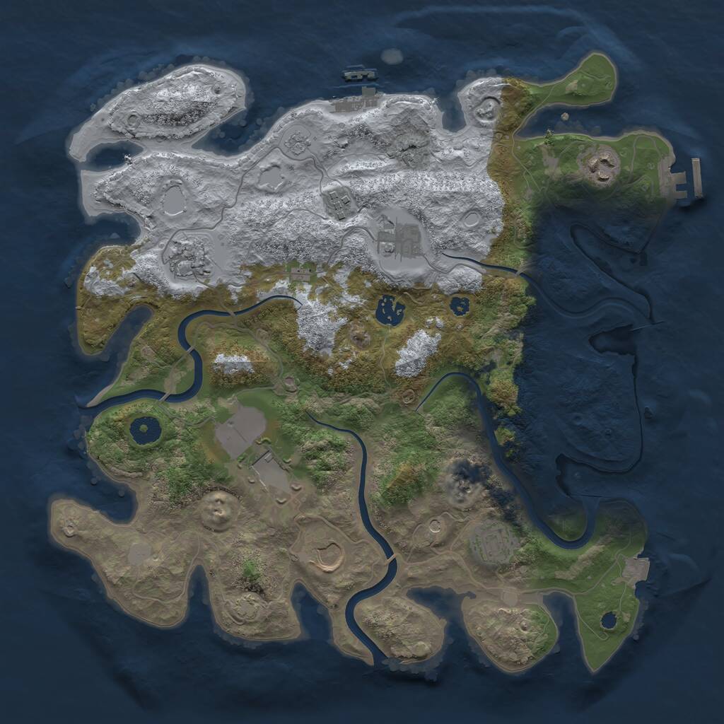 Rust Map: Procedural Map, Size: 3700, Seed: 1262747, 14 Monuments