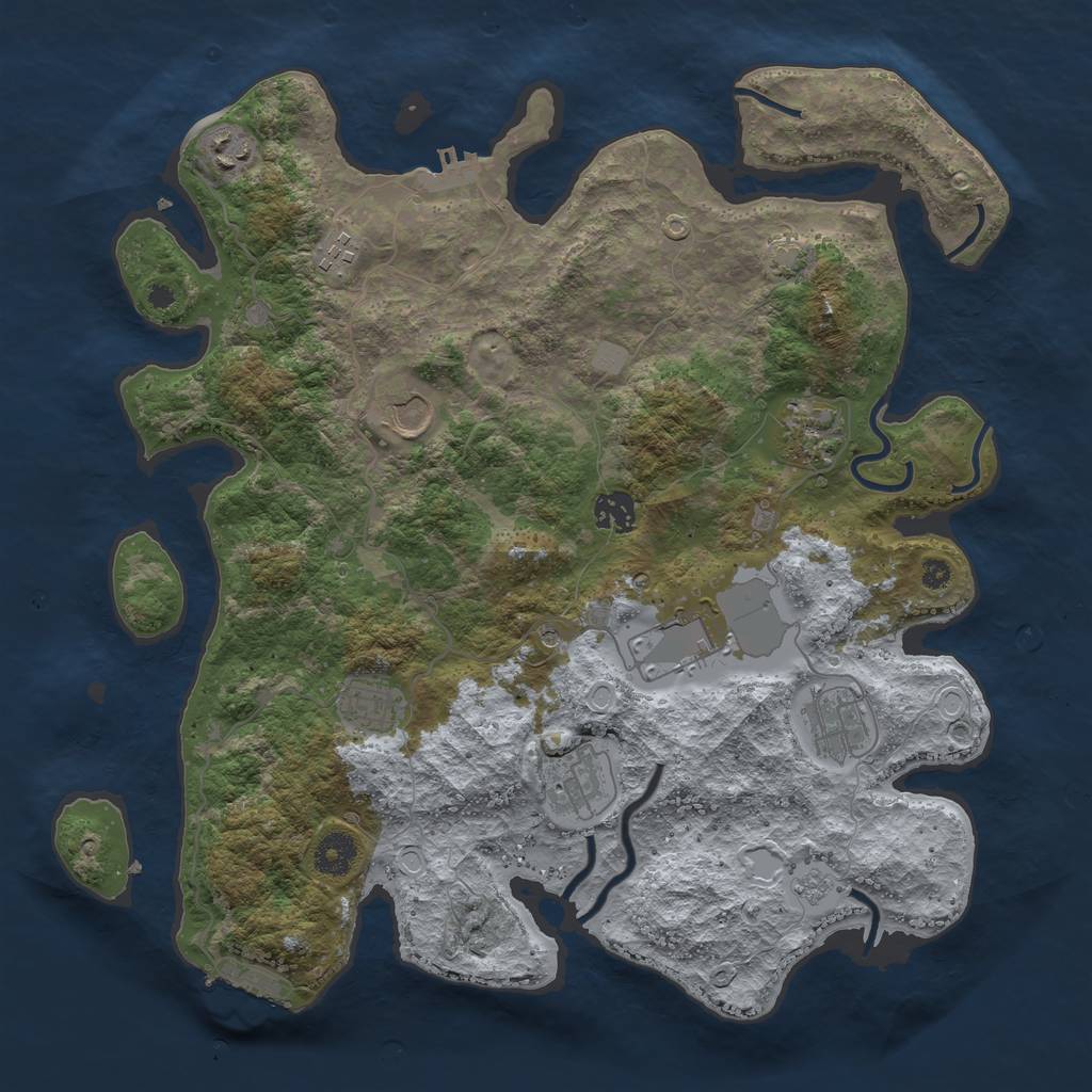Rust Map: Procedural Map, Size: 3800, Seed: 96546900, 16 Monuments
