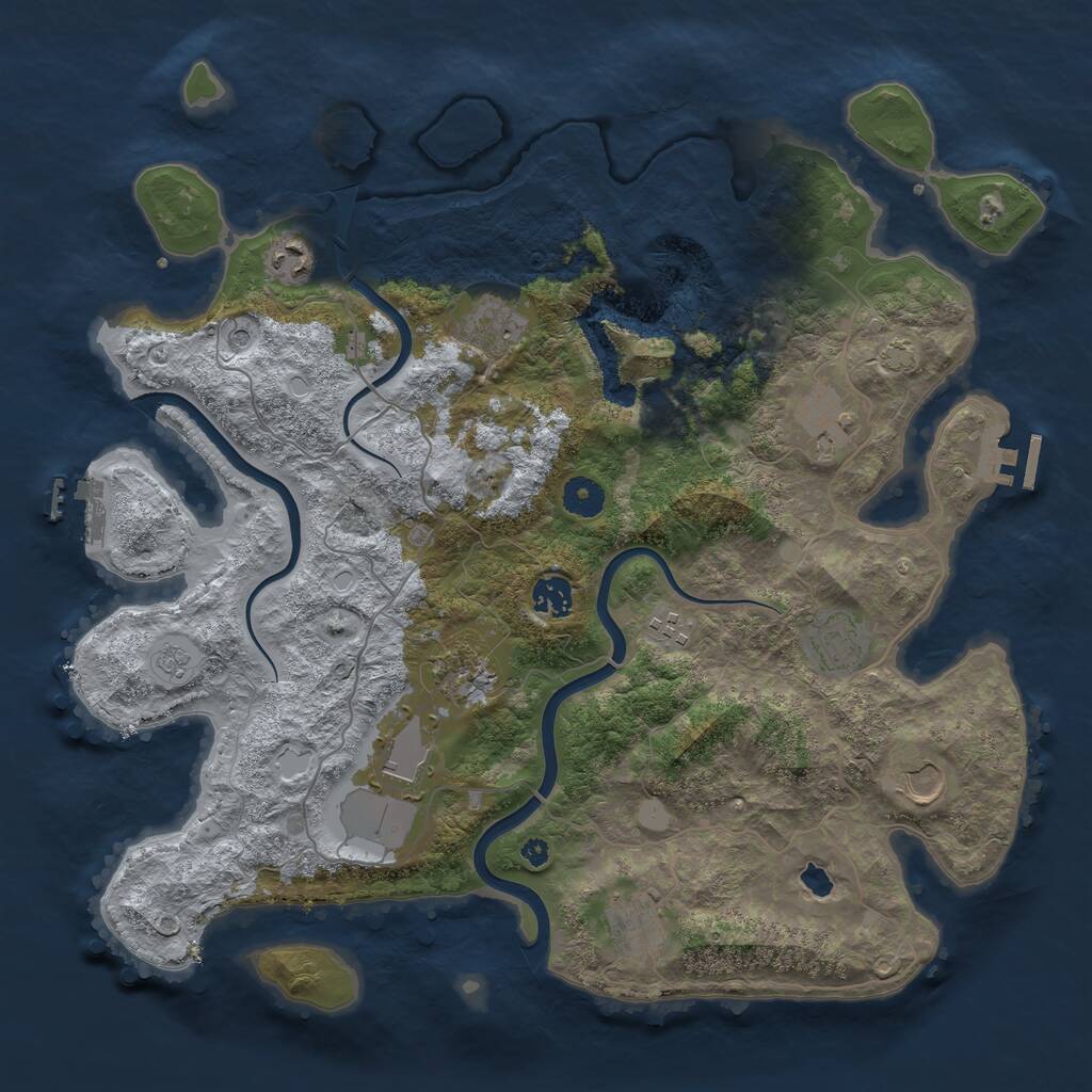 Rust Map: Procedural Map, Size: 4000, Seed: 691356646, 16 Monuments