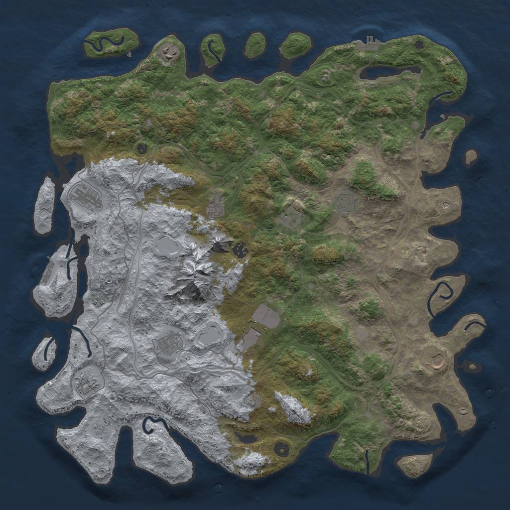 Rust Map: Procedural Map, Size: 5000, Seed: 4533, 18 Monuments
