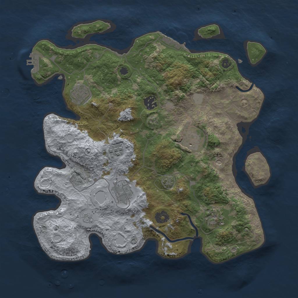 Rust Map: Procedural Map, Size: 3300, Seed: 774519190, 13 Monuments
