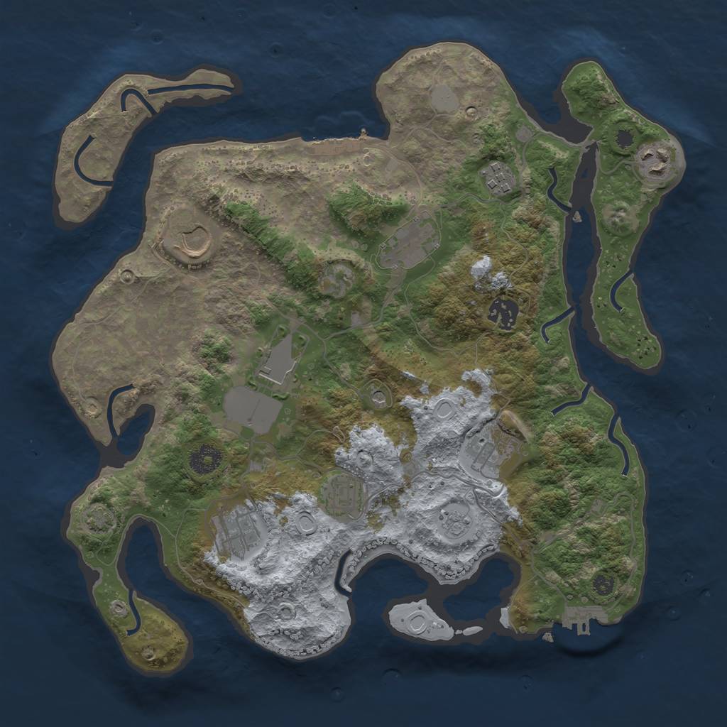 Rust Map: Procedural Map, Size: 3500, Seed: 534495106, 16 Monuments