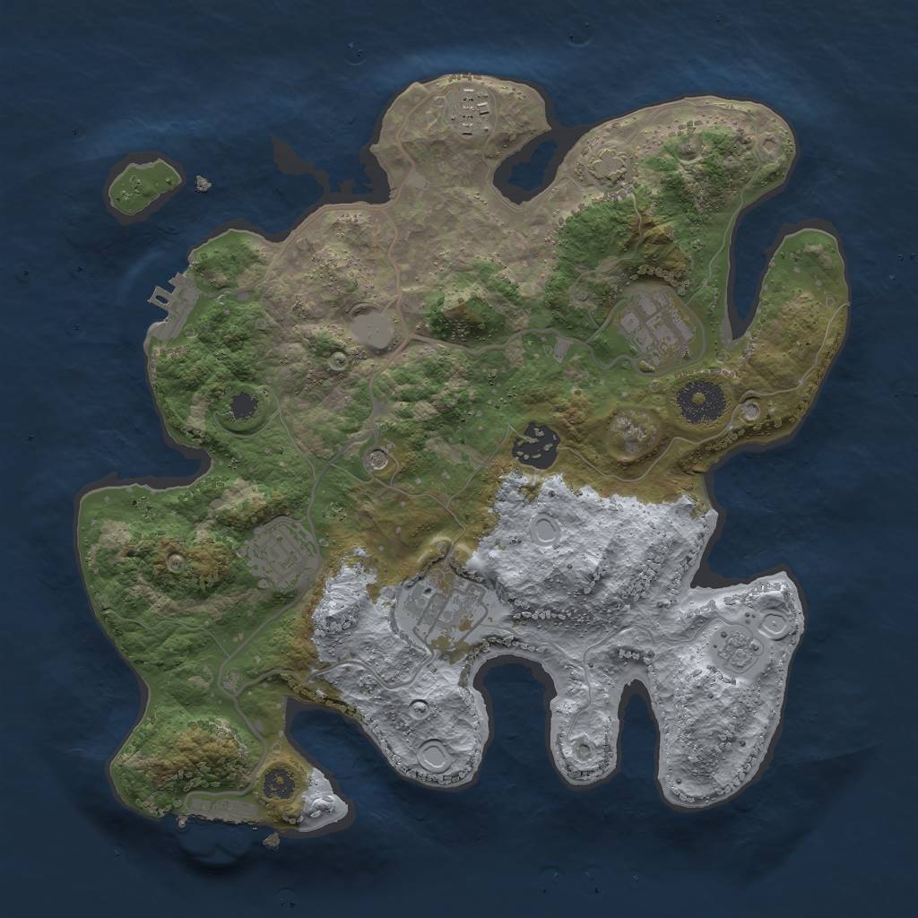 Rust Map: Procedural Map, Size: 3000, Seed: 8999, 12 Monuments