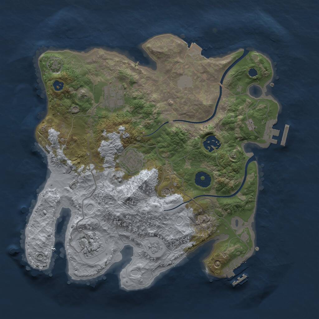 Rust Map: Procedural Map, Size: 3000, Seed: 59881, 10 Monuments