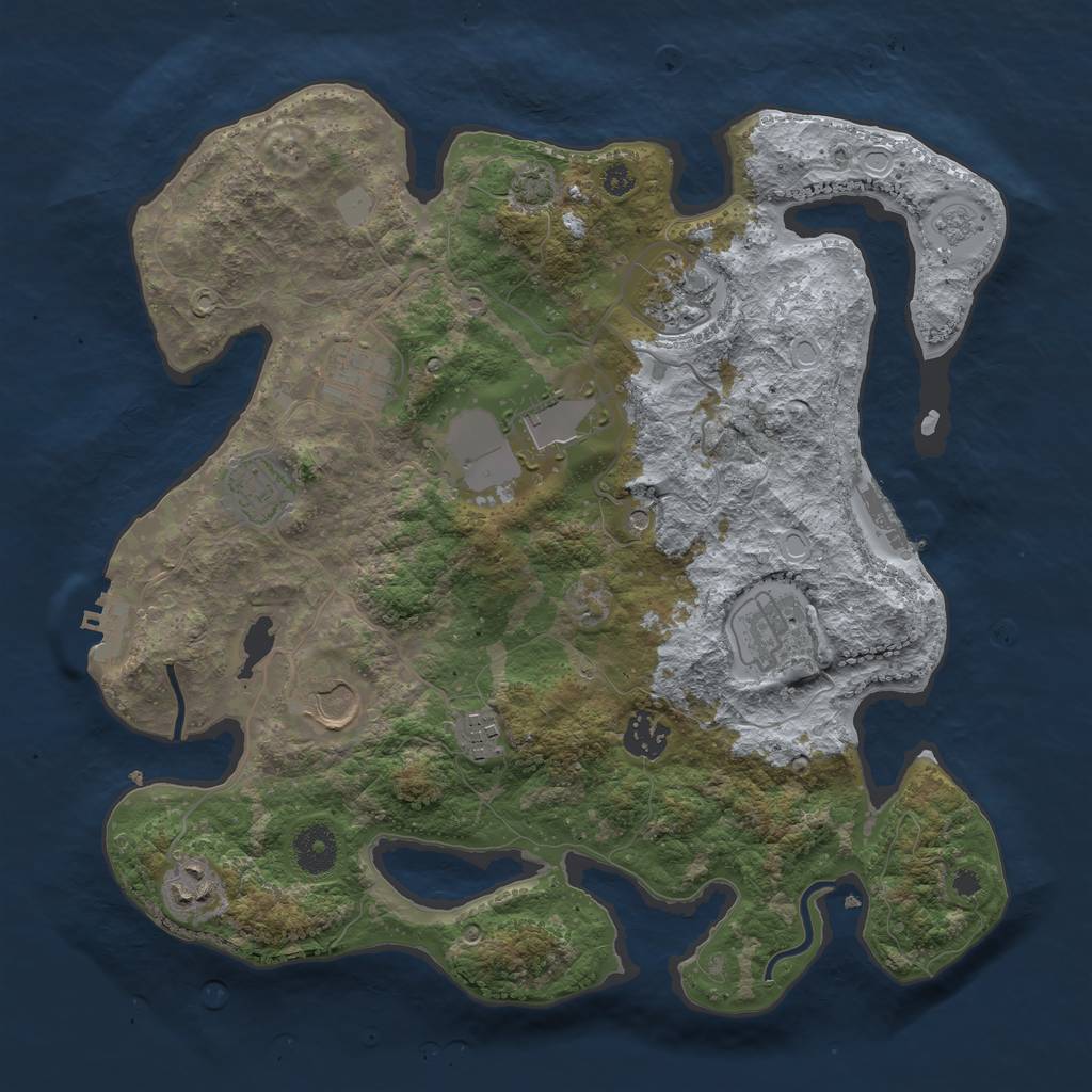 Rust Map: Procedural Map, Size: 3550, Seed: 68932436, 16 Monuments