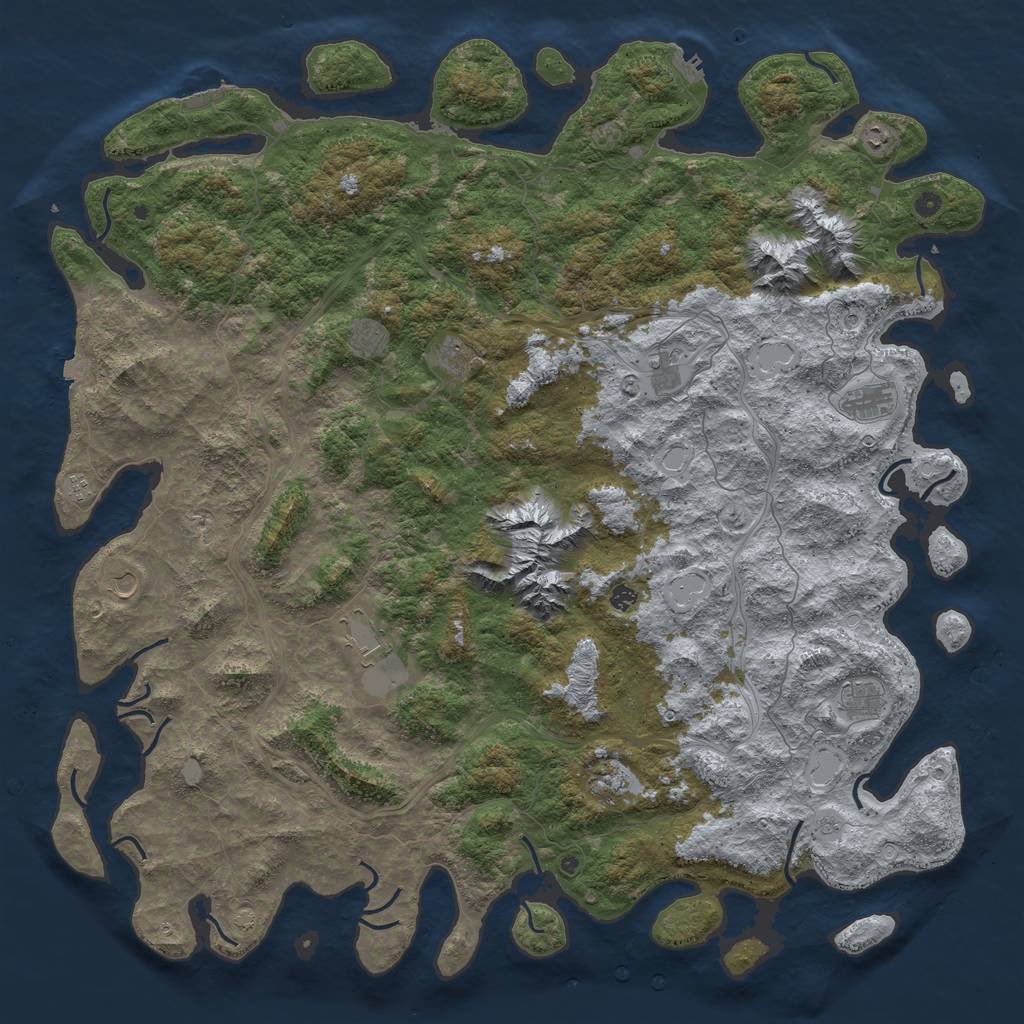 Rust Map: Procedural Map, Size: 6000, Seed: 6942022, 19 Monuments
