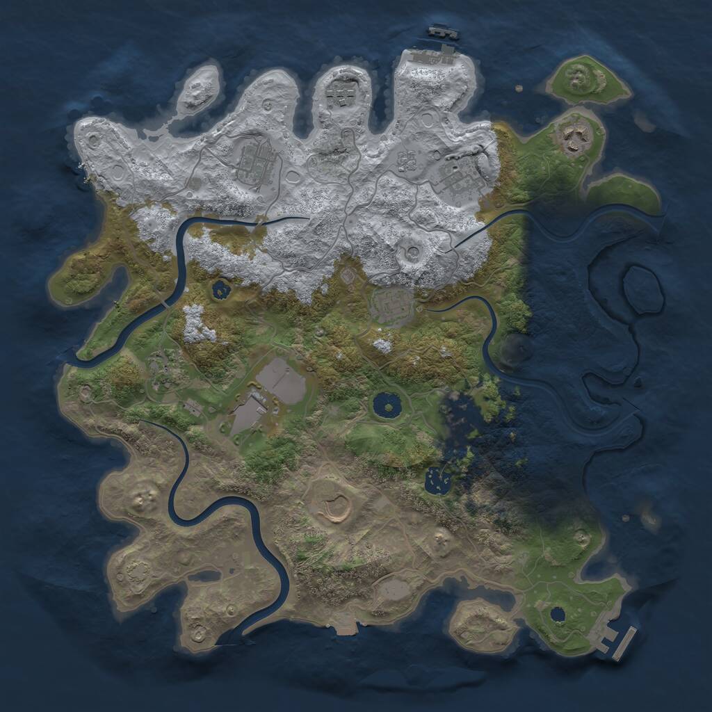 Rust Map: Procedural Map, Size: 3850, Seed: 27883448, 16 Monuments