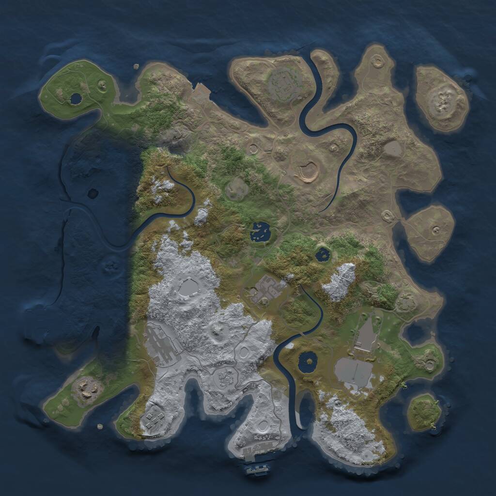 Rust Map: Procedural Map, Size: 3550, Seed: 158459, 14 Monuments