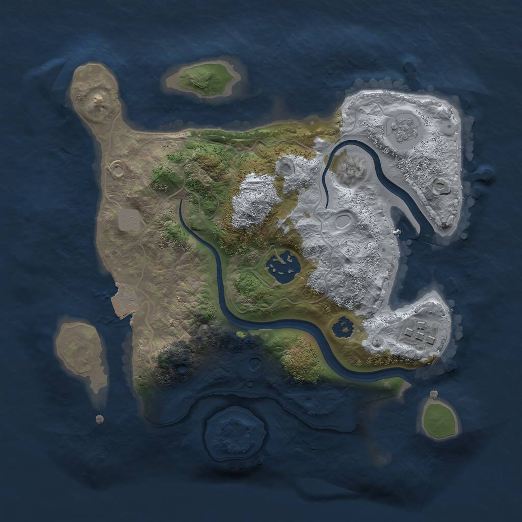 Rust Map: Procedural Map, Size: 2500, Seed: 637182925, 5 Monuments