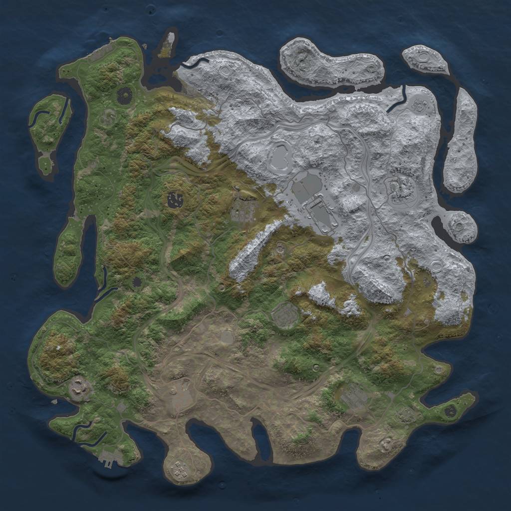 Rust Map: Procedural Map, Size: 4500, Seed: 1190280, 16 Monuments