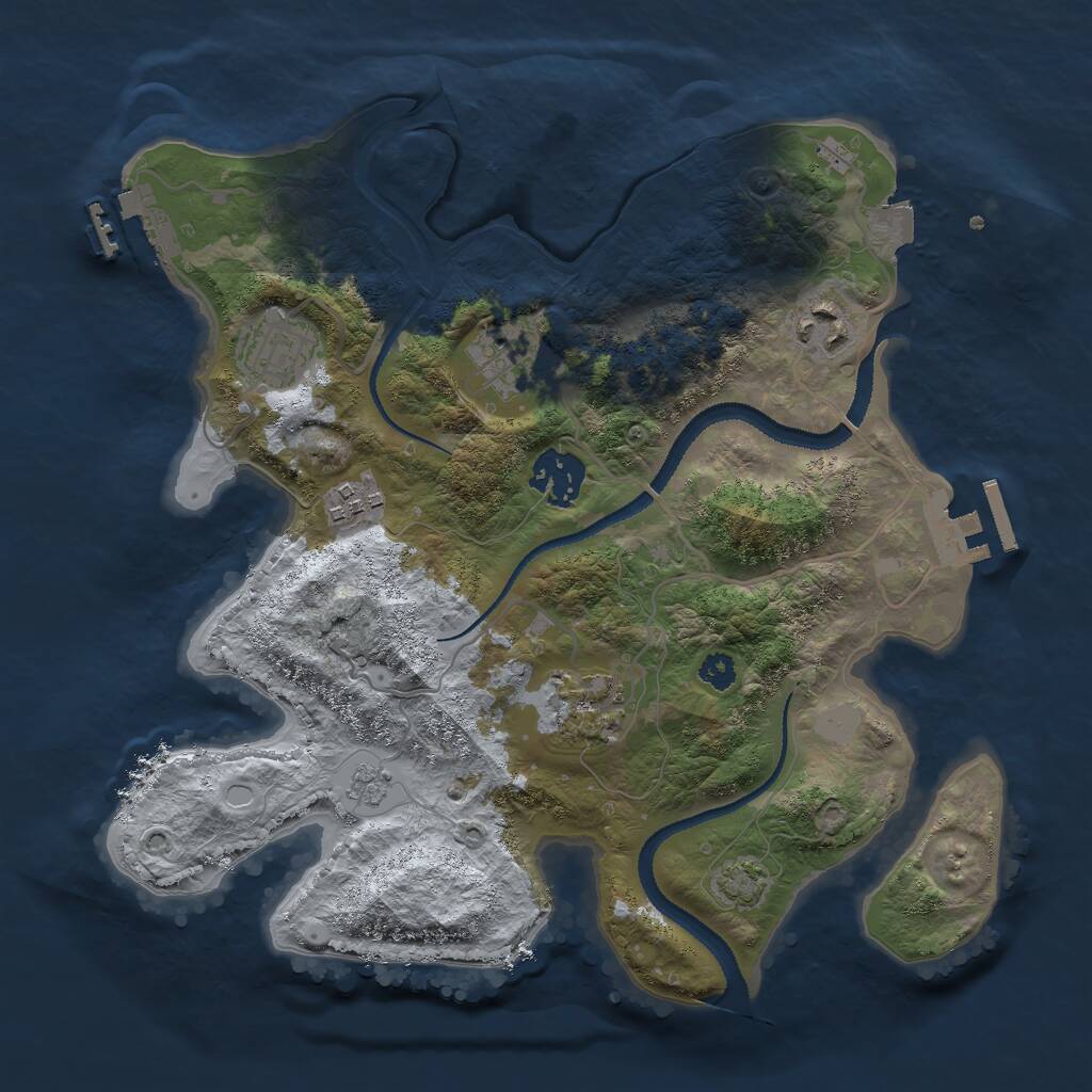 Rust Map: Procedural Map, Size: 3000, Seed: 1934134709, 11 Monuments