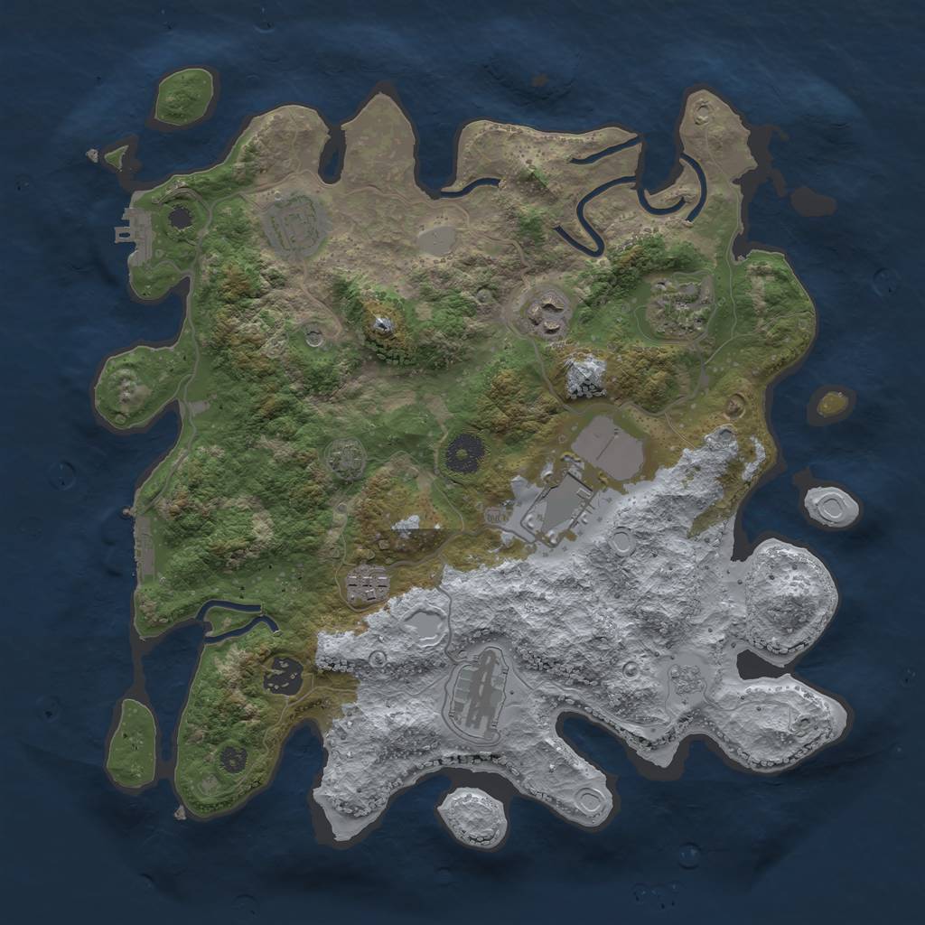 Rust Map: Procedural Map, Size: 3500, Seed: 312204326, 14 Monuments