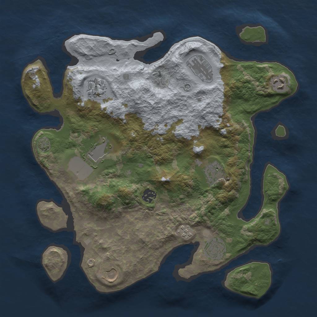 Rust Map: Barren, Size: 3500, Seed: 53676341, 13 Monuments