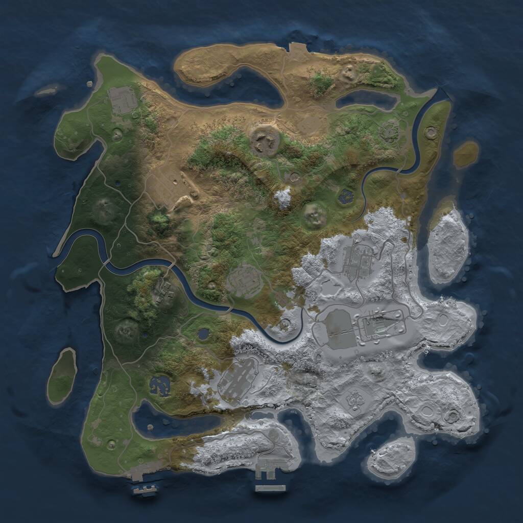 Rust Map: Procedural Map, Size: 3500, Seed: 830364379, 16 Monuments