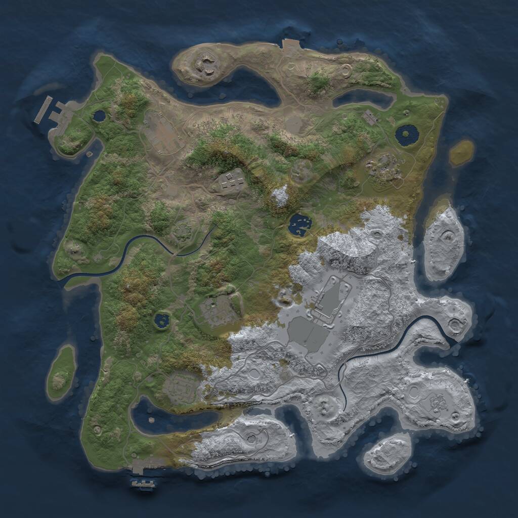 Rust Map: Procedural Map, Size: 3500, Seed: 830364379, 14 Monuments