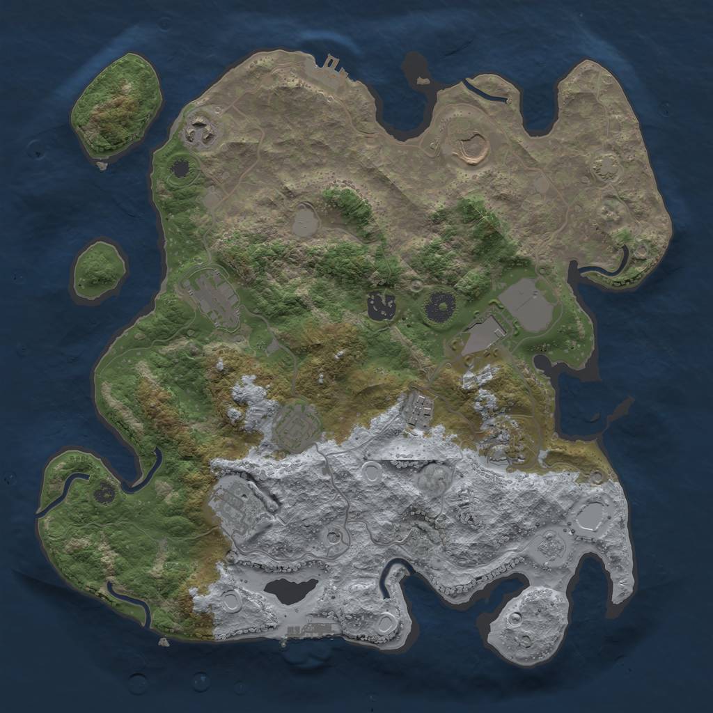 Rust Map: Procedural Map, Size: 3500, Seed: 698308217, 17 Monuments