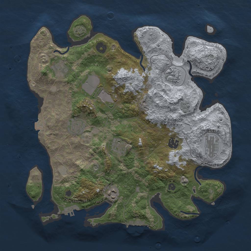 Rust Map: Procedural Map, Size: 3500, Seed: 291386827, 17 Monuments