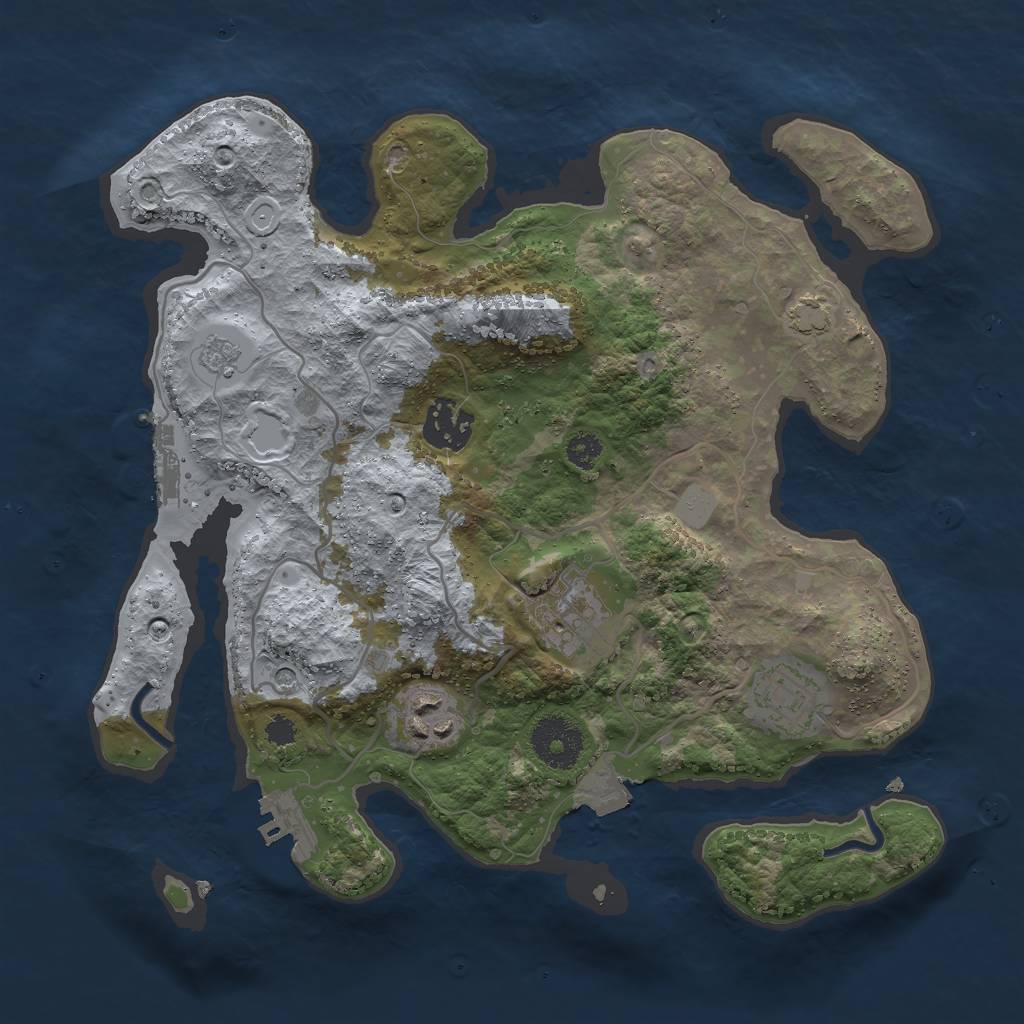 Rust Map: Procedural Map, Size: 3000, Seed: 12433, 12 Monuments